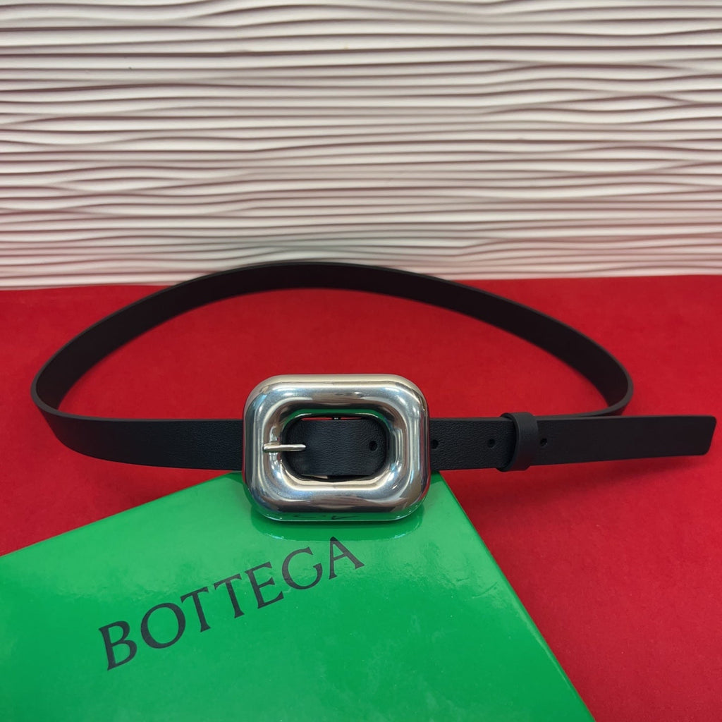 BV Chain Link Belt 2cm Black Sliver Grain Cowhide 202798
