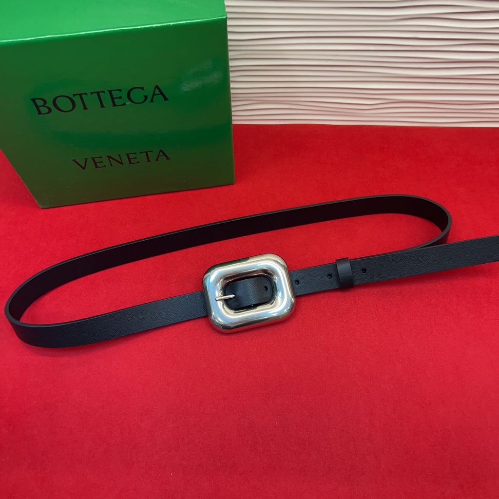 BV Chain Link Belt 2cm Black Sliver Grain Cowhide 202798
