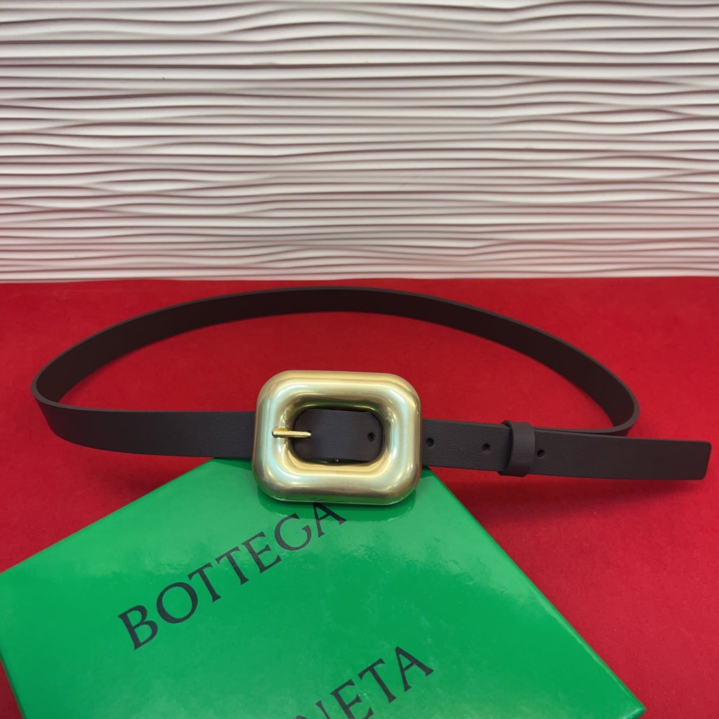 BV Chain Link Belt 2cm Coffee Gold Grain Cowhide 202796