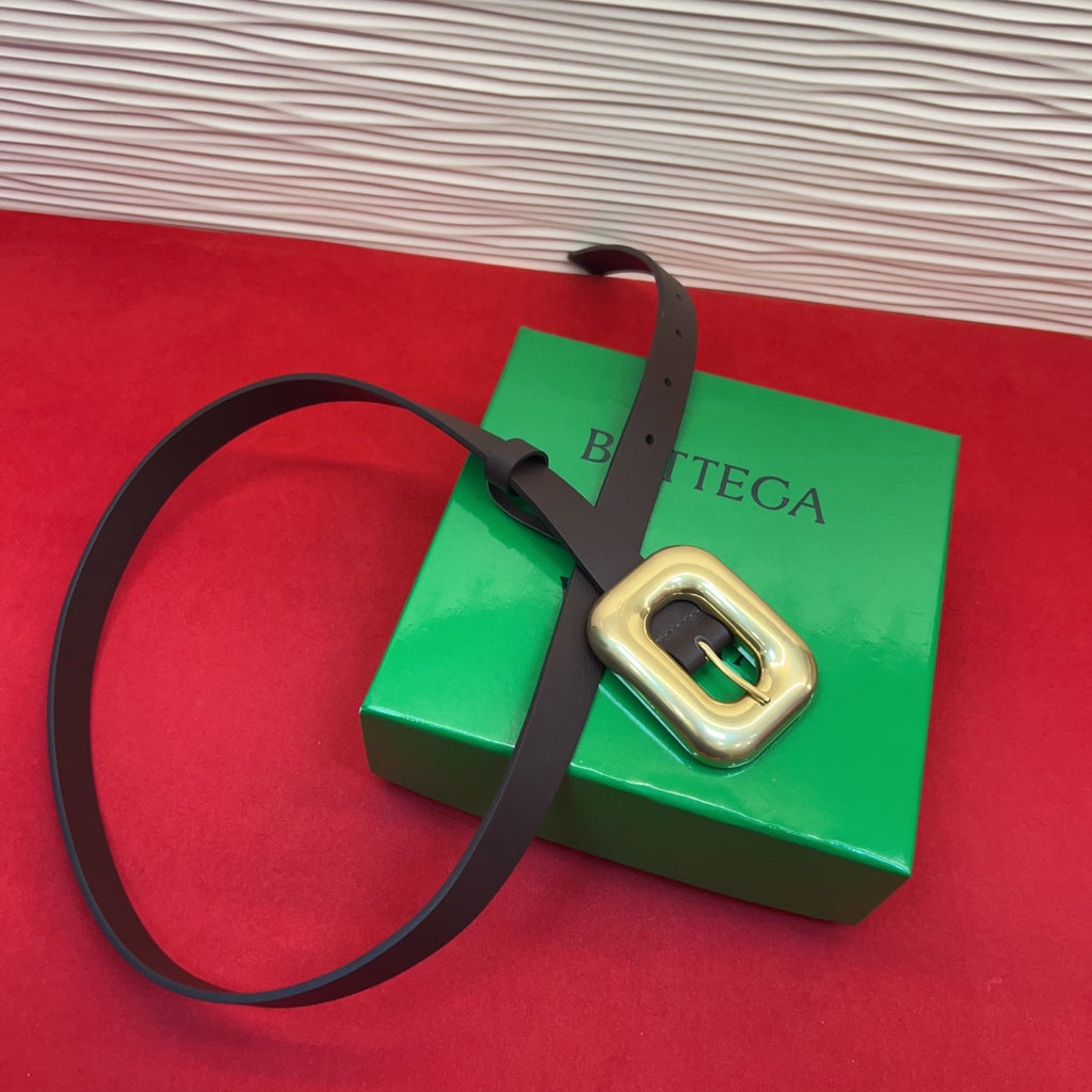 BV Chain Link Belt 2cm Coffee Gold Grain Cowhide 202796
