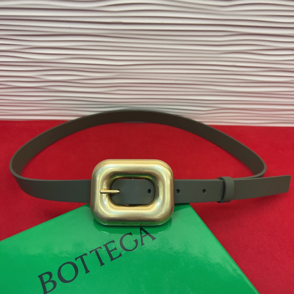 BV Chain Link Belt 2cm Olive Gold Grain Cowhide 202795