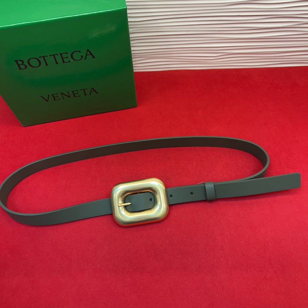 BV Chain Link Belt 2cm Olive Gold Grain Cowhide 202795