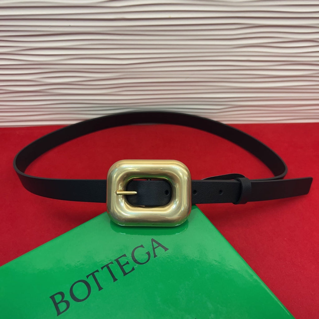 BV Chain Link Belt 2cm Black Gold Grain Cowhide 202794