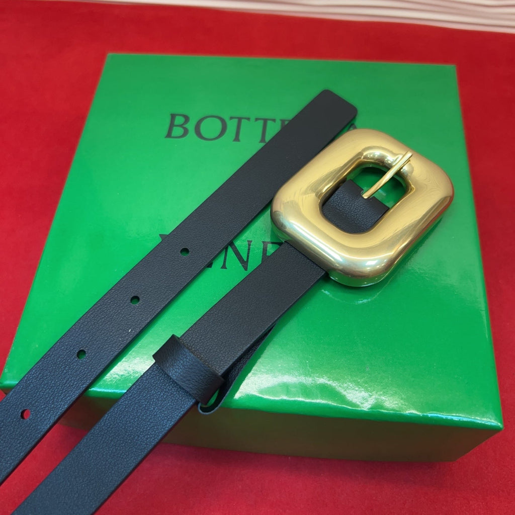BV Chain Link Belt 2cm Black Gold Grain Cowhide 202794
