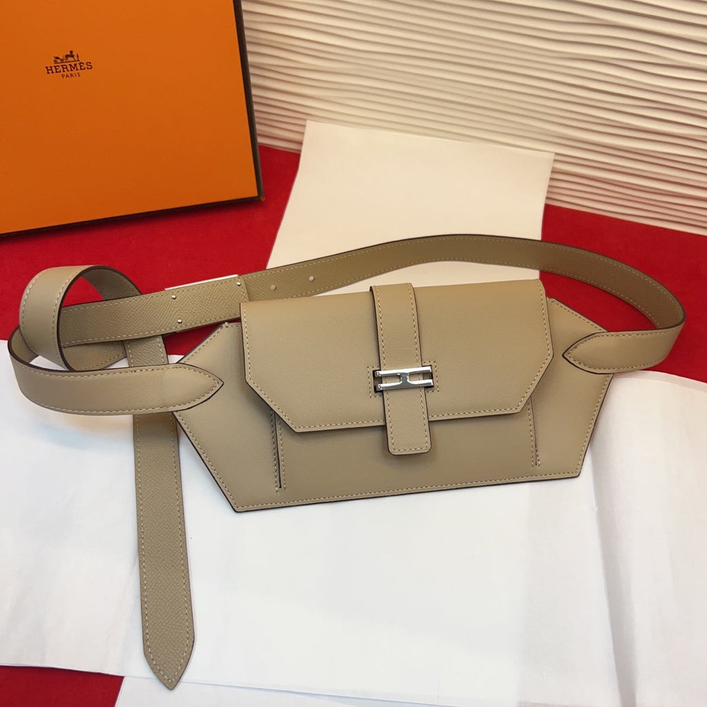 HM Elan Pocket Belt Khahi Sliver Calfskin 202788