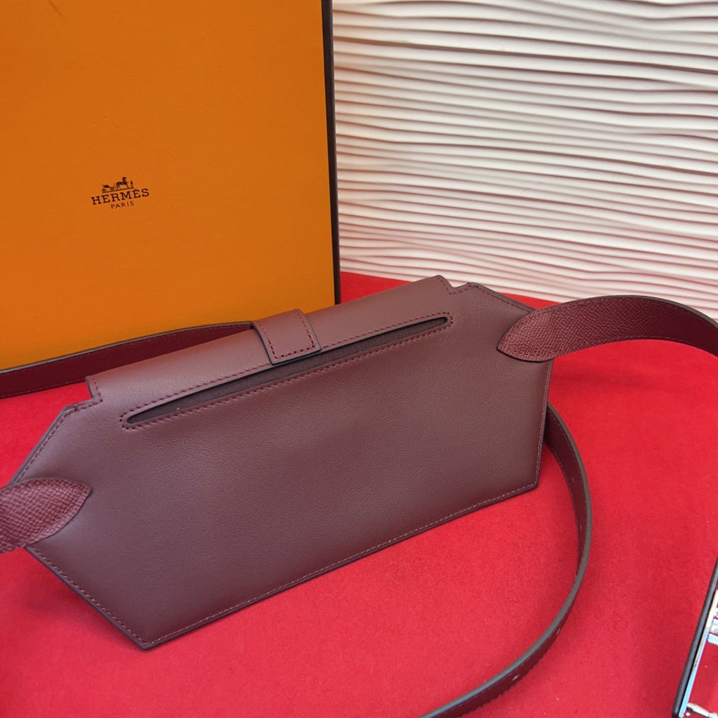 HM Elan Pocket Belt Burgundy Sliver Calfskin 202784