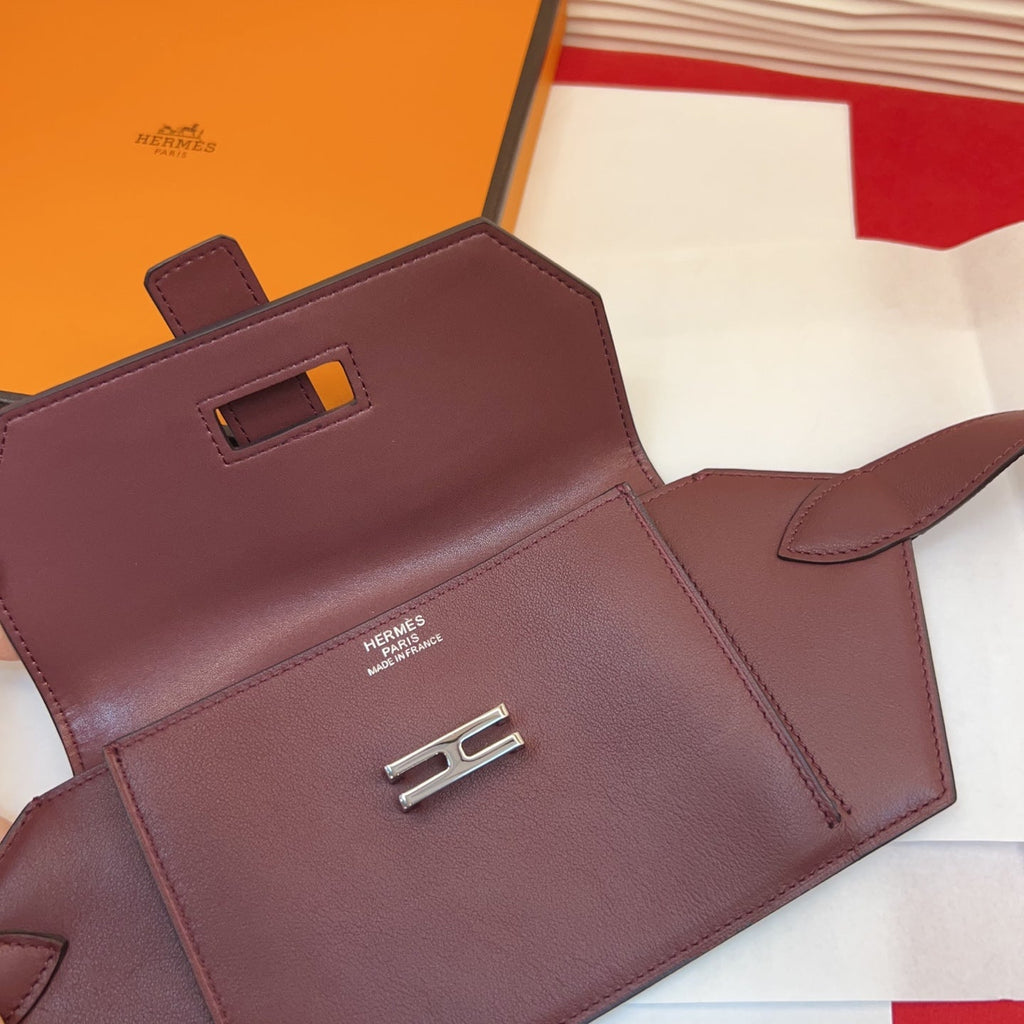 HM Elan Pocket Belt Burgundy Sliver Calfskin 202784