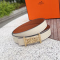 HM My H belt 2.5cm Ivory Gold Cowhide 202570