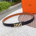 HM My H belt 2.5cm Black Gold Cowhide 202568