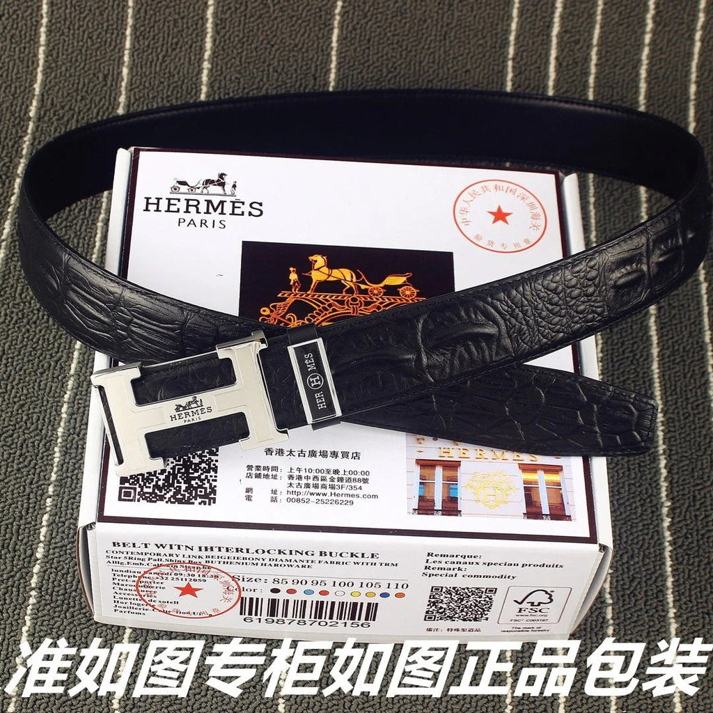 HM Original Belt 38mm Black Epsom Sliver Buckle 620267