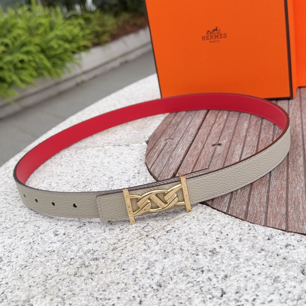 HM My H belt 2.5cm Taupe Gold Cowhide 202559