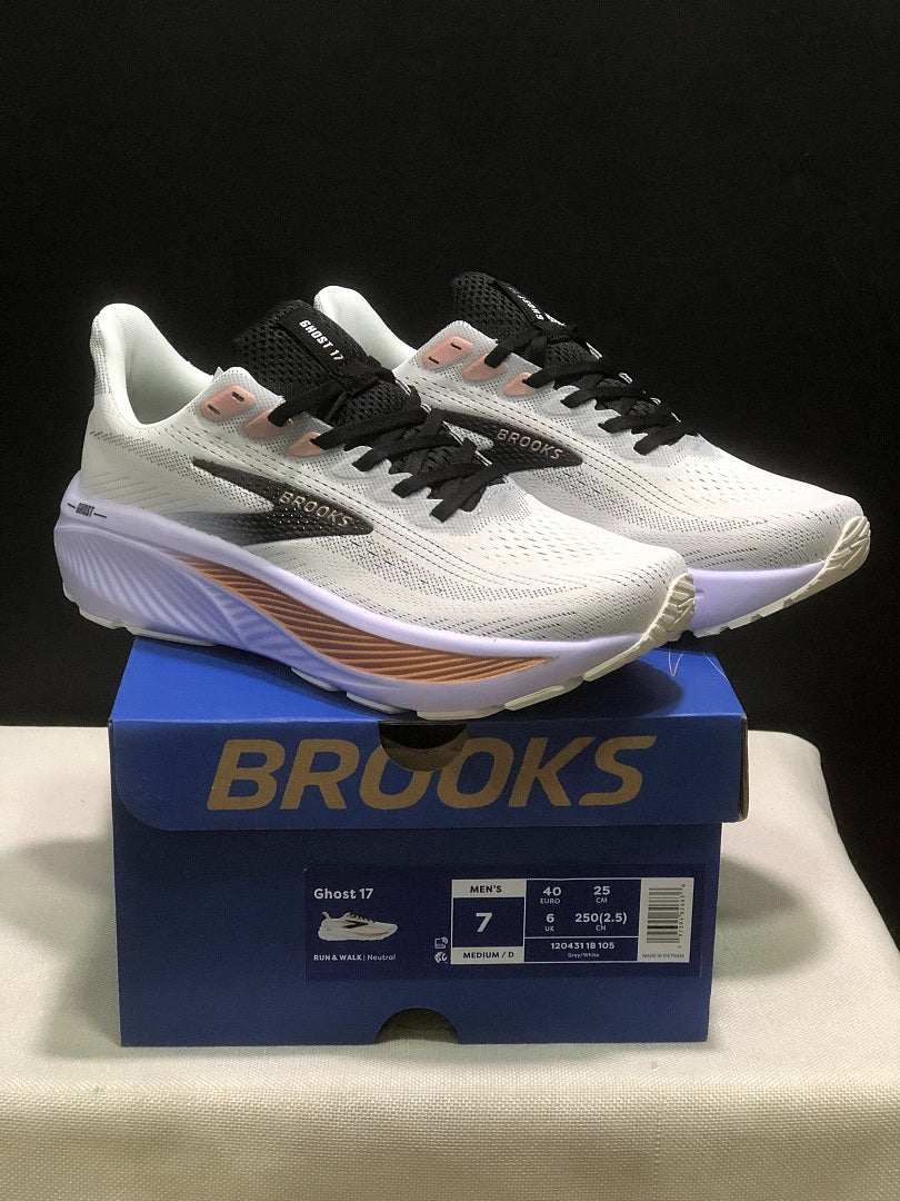 Brooks Ghost 17 Neutral Road Running Shoes White Lavender Rose Gold