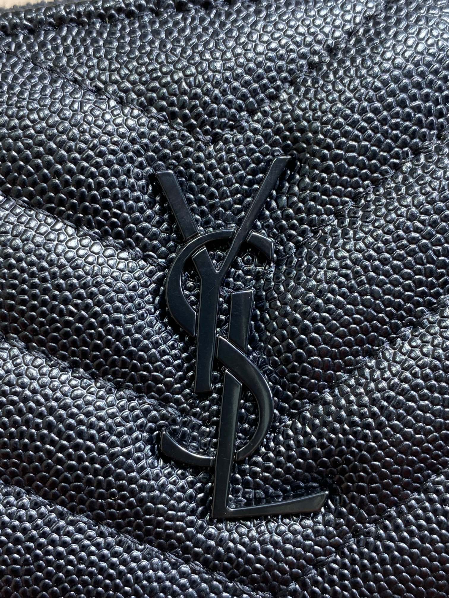 YSL Cassandre Matelassé Bi-Fold Wallet Full Black Caviar Cowhide