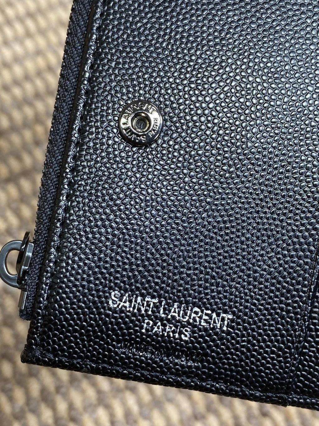 YSL Cassandre Matelassé Bi-Fold Wallet Full Black Caviar Cowhide