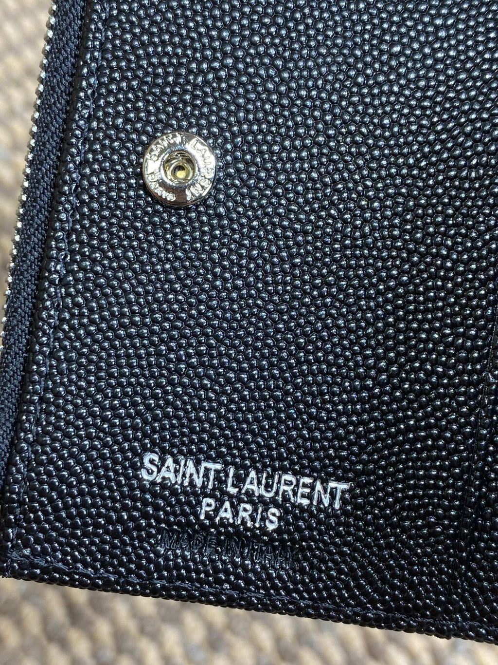 YSL Cassandre Matelassé Bi-Fold Wallet Black Caviar Cowhide Sliver HW