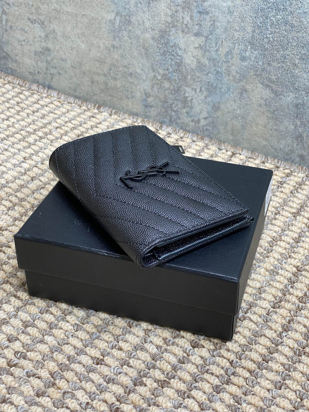 YSL Monogram Wallet Wallet 13cm Full Black Caviar Cowhide