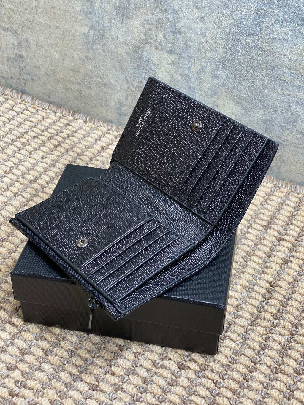 YSL Monogram Wallet Wallet 13cm Full Black Caviar Cowhide