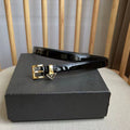 Prada Belt 1.5cm With Triangular Logo Buckle Black Patent Leather