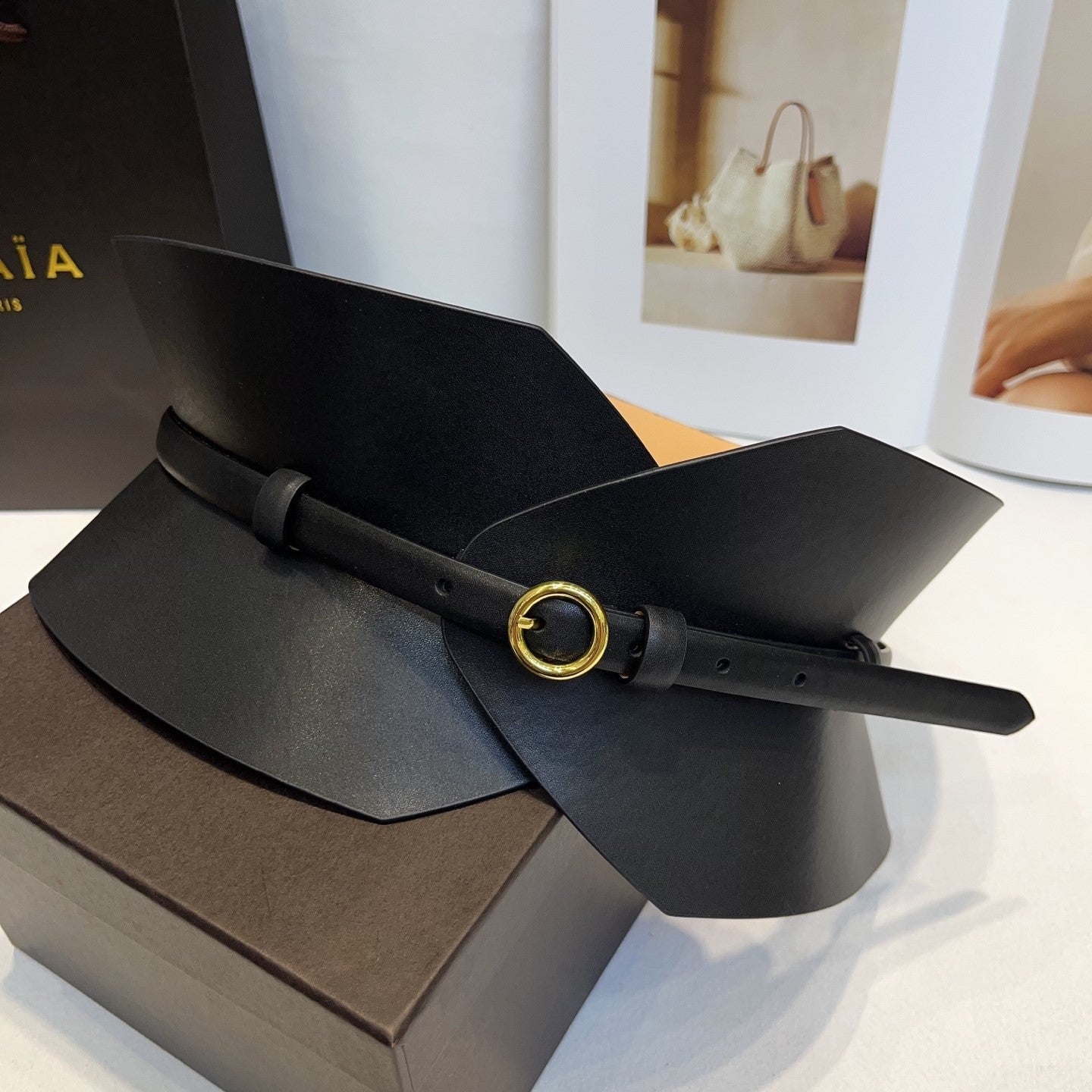 Alaia Double Bustier Belt Black Sheepskin 203564