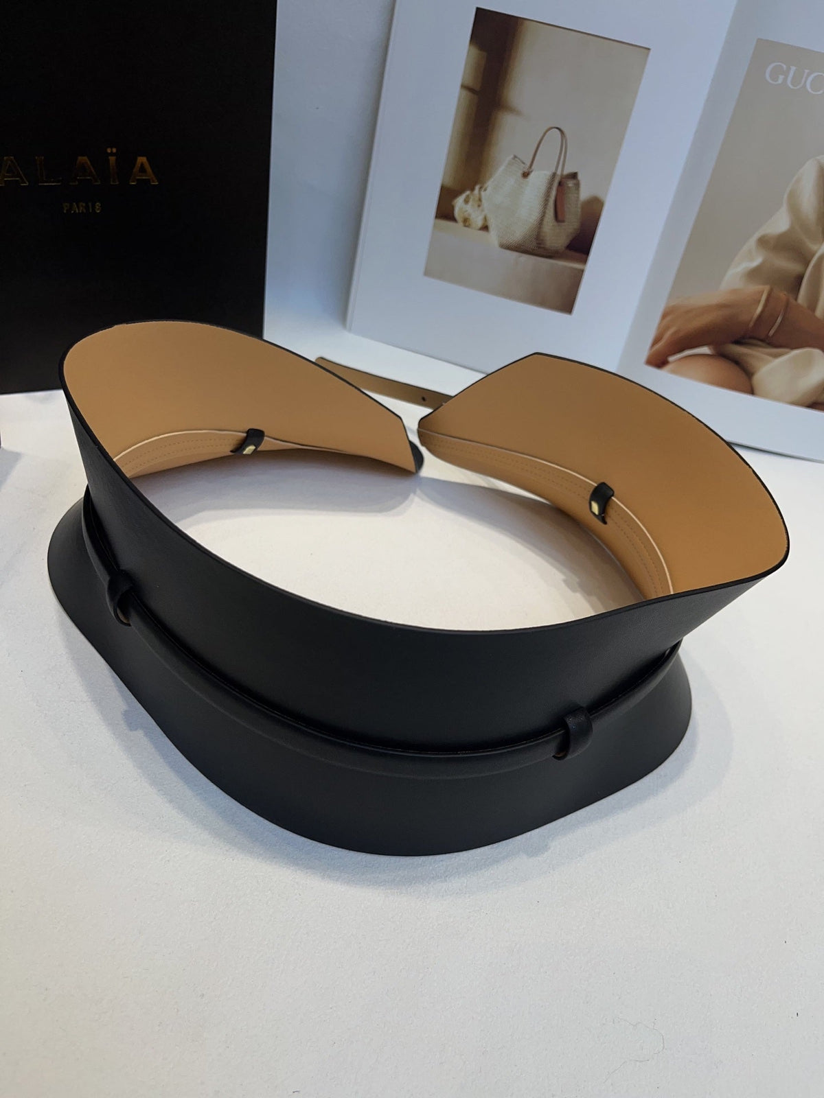 Alaia Double Bustier Belt Black Sheepskin 203564