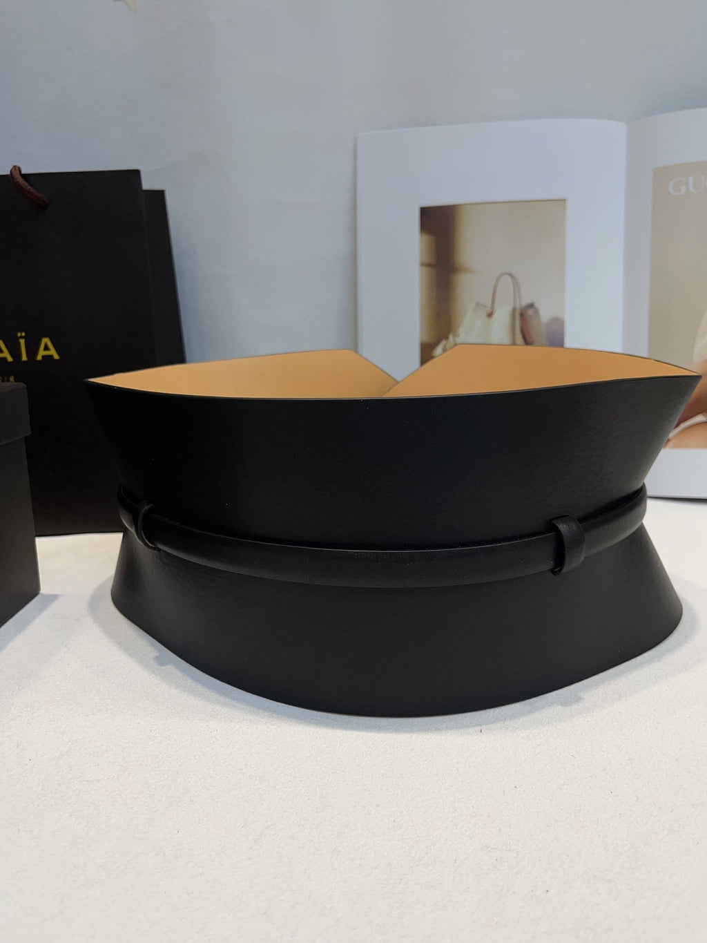 Alaia Double Bustier Belt Black Sheepskin 203564