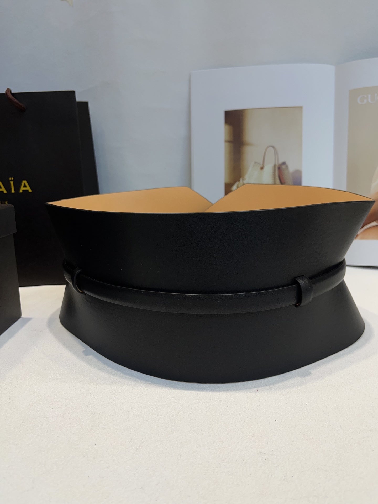 Alaia Double Bustier Belt Black Sheepskin 203564