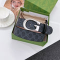 G BELT SILVER BUCKLE BLACK 40MM BEIGE CANVAS