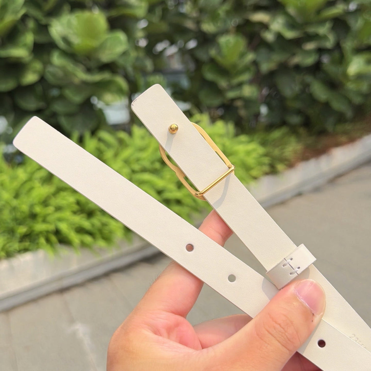 CD 2cm Icon Belt White Gold Calfskin 203162