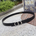 CD 2cm Icon Belt Muted Full Black Sliver Calfskin 203158