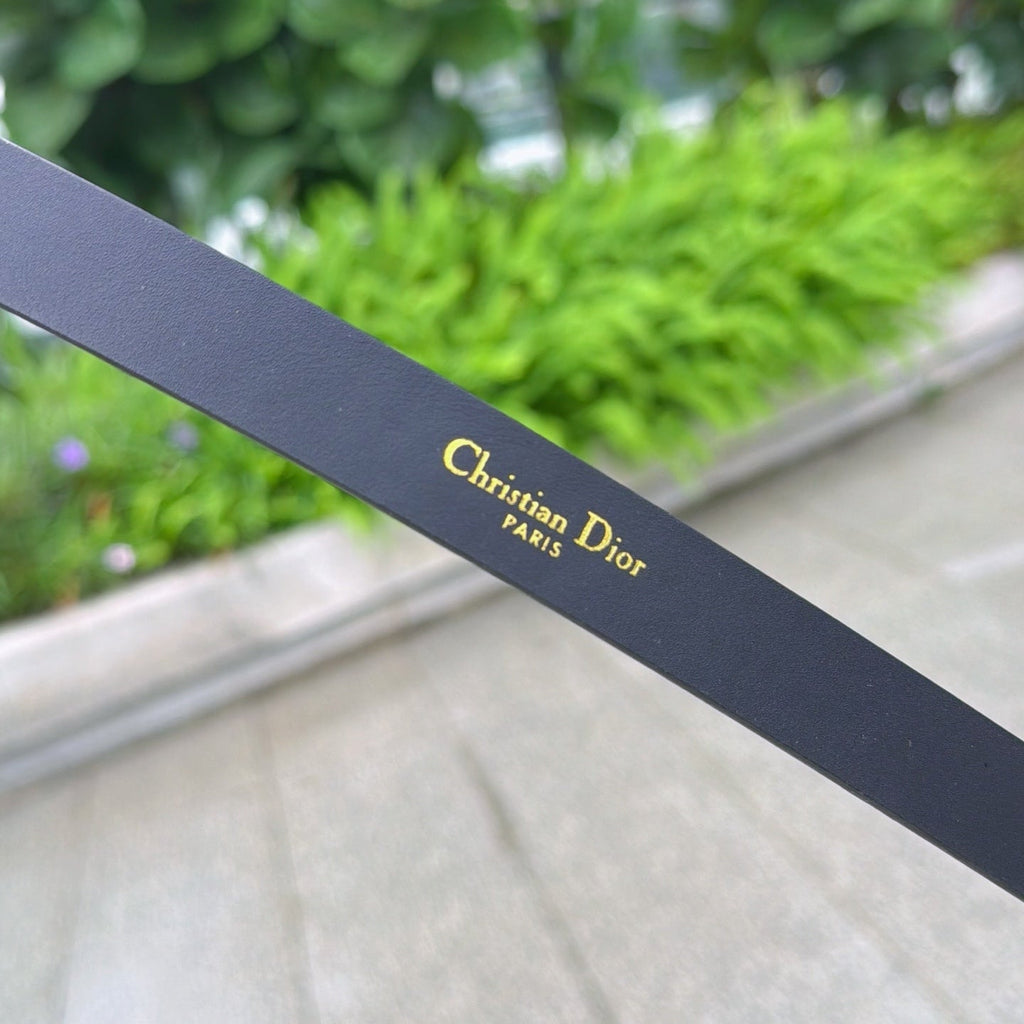 CD 2cm Icon Belt Muted Full Black Calfskin 203157