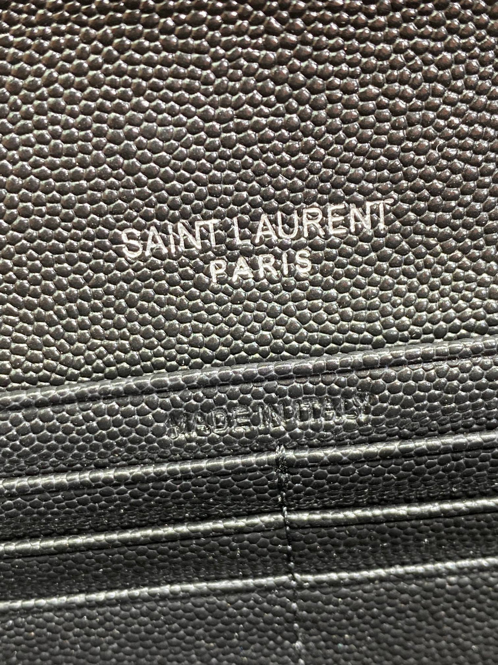 YSL Cassandre Envelope Flap Wallet Full Black Caviar Cowhide