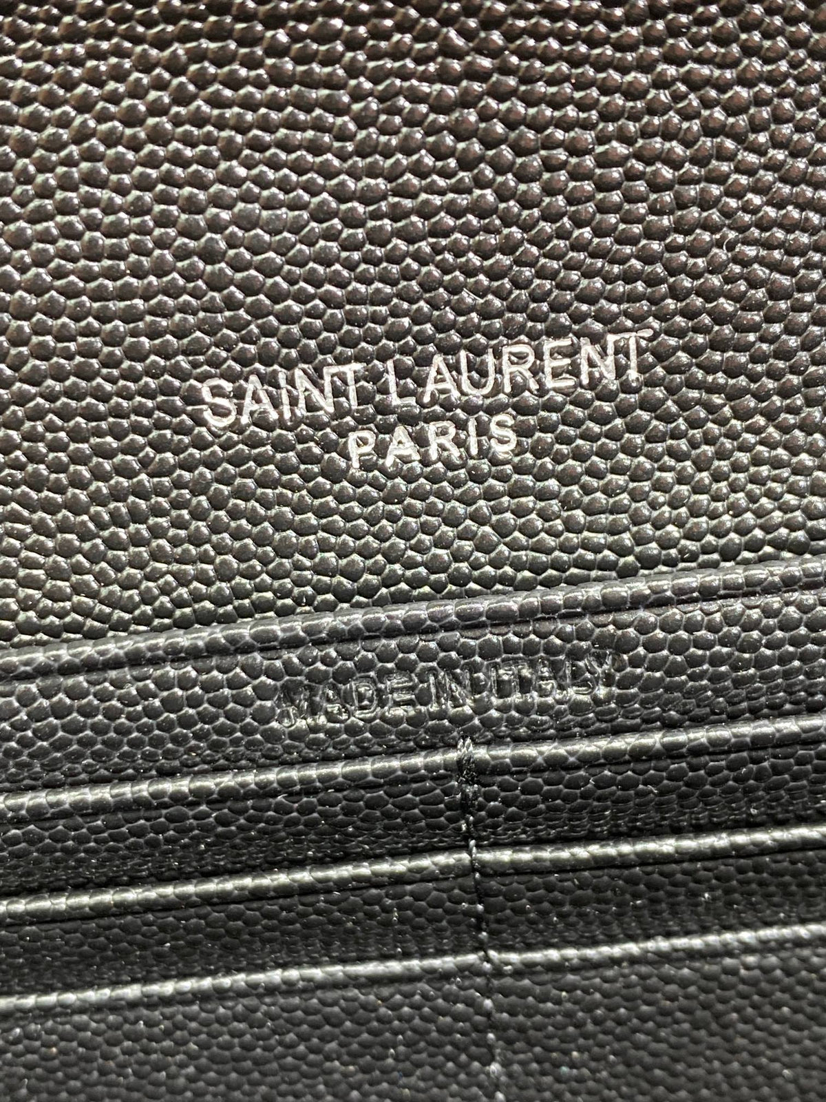 YSL Cassandre Envelope Flap Wallet Full Black Caviar Cowhide