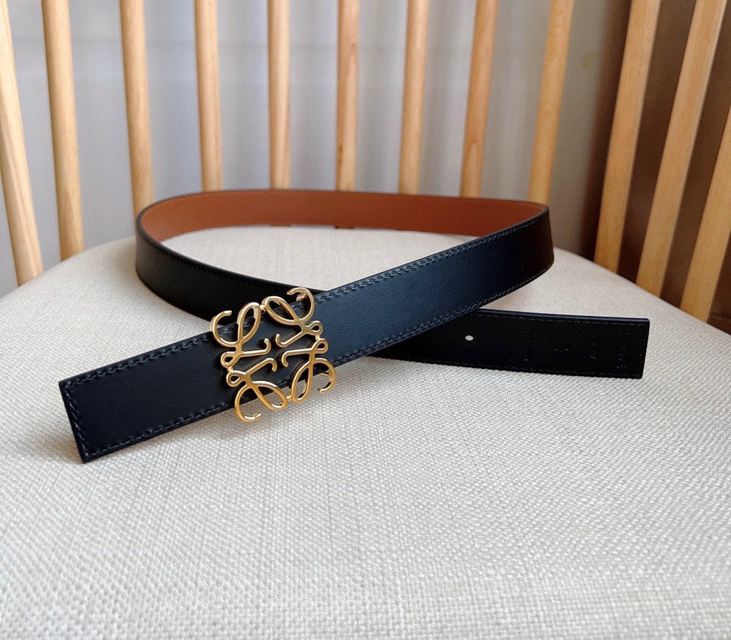 Loewe Anagram Belt 28mm Brown And Black Cowhide Leather 176574