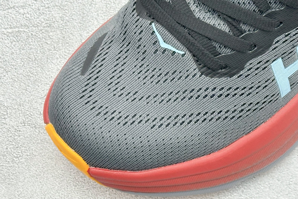 HOKA Bondi 8 Charcoal Red Orange Running Sneaker