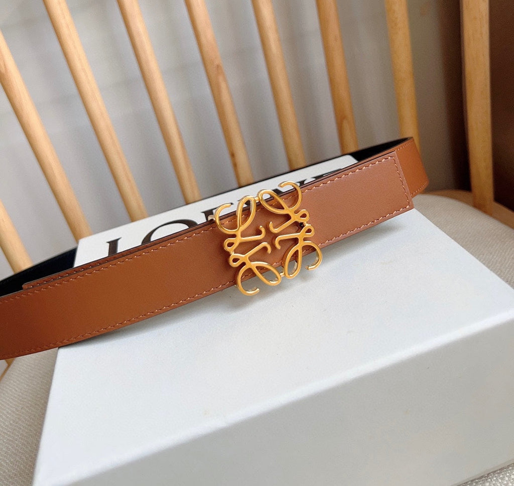 Loewe Anagram Belt 28mm Brown And Black Cowhide Leather 176574