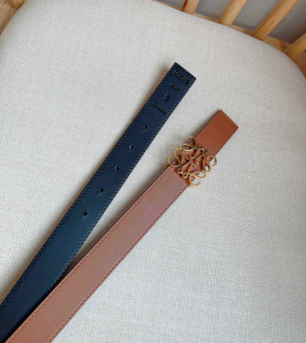 Loewe Anagram Belt 28mm Brown And Black Cowhide Leather 176574