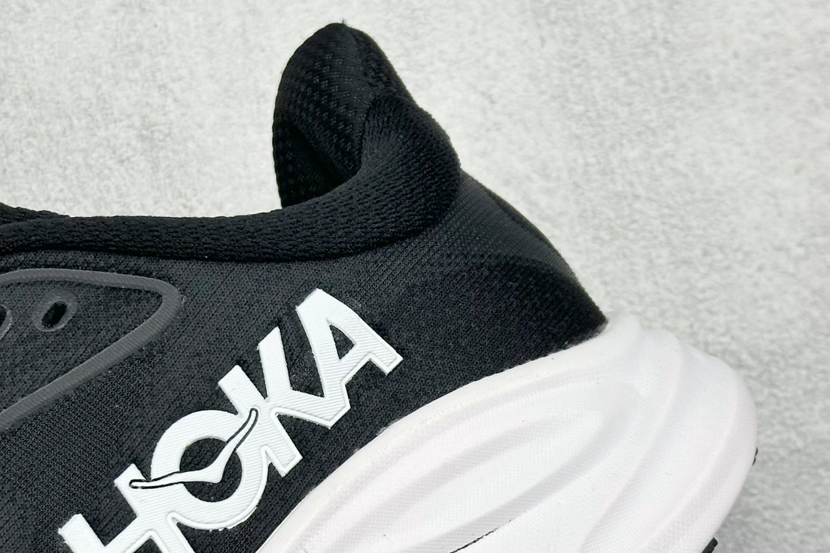 HOKA Clifton 10 Black White Cushioned Road Running Sneakers