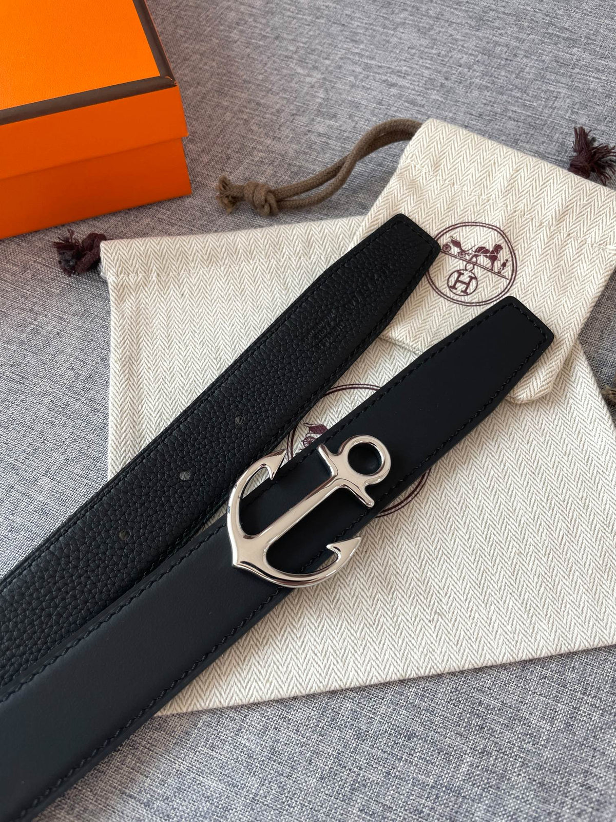 H CARGO BELT 32MM BLACK LEATHER
