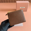 Miu 5MV017 Small Wallet Brown Nappa Leather