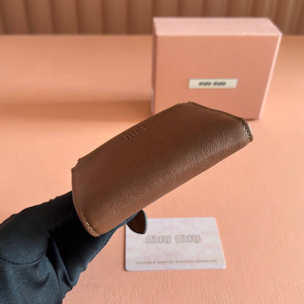 Miu 5MV017 Small Wallet Brown Nappa Leather