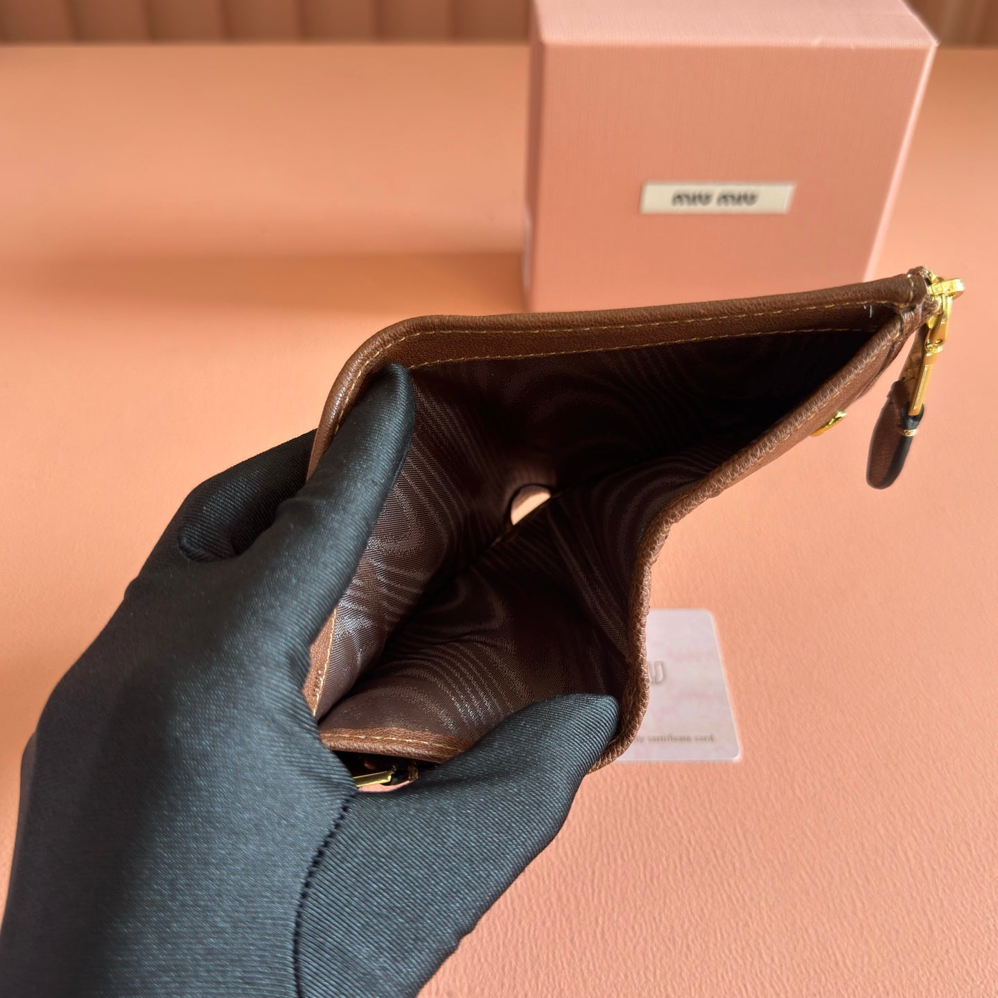 Miu 5MV017 Small Wallet Brown Nappa Leather