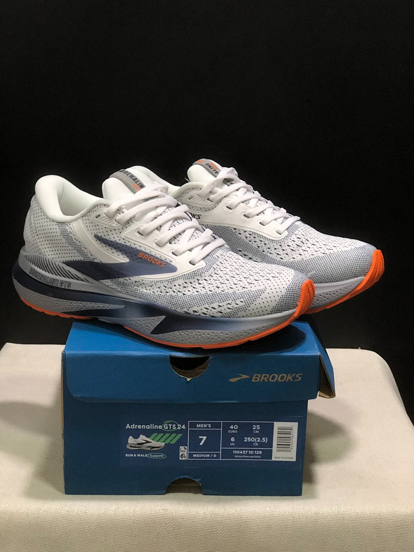 Brooks Adrenaline GTS 24 Support Road Running Shoes White Blue Orange