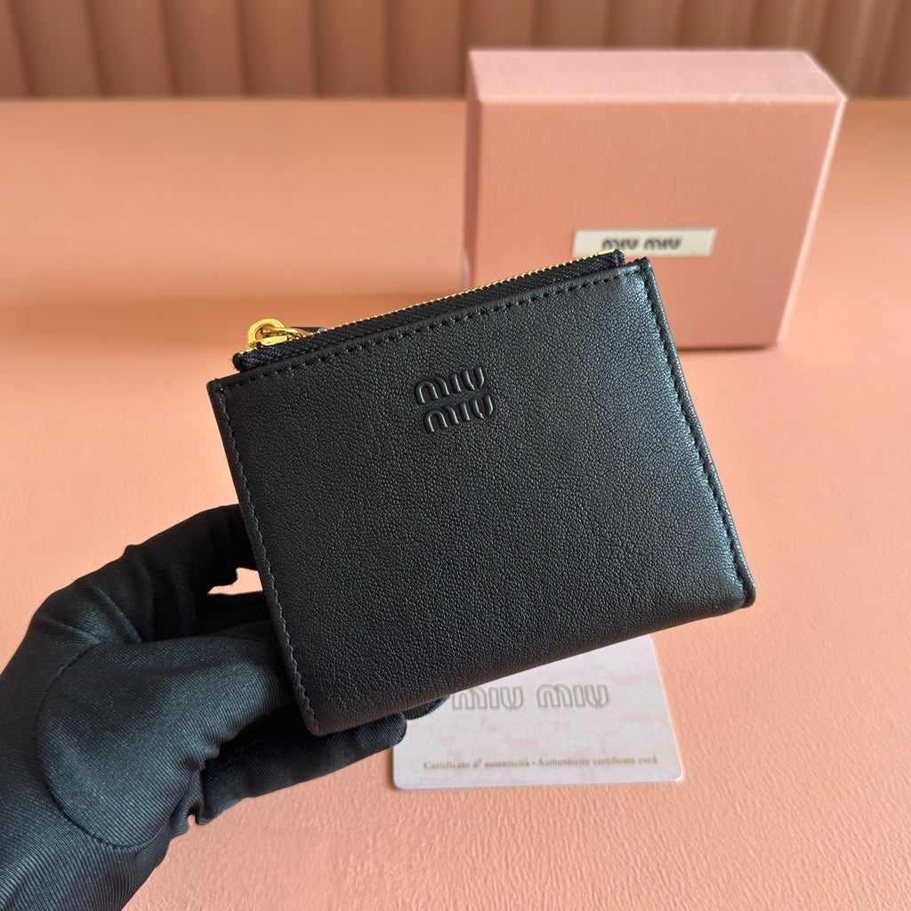 Miu 5MV017 Small Wallet Black Nappa Leather 280826