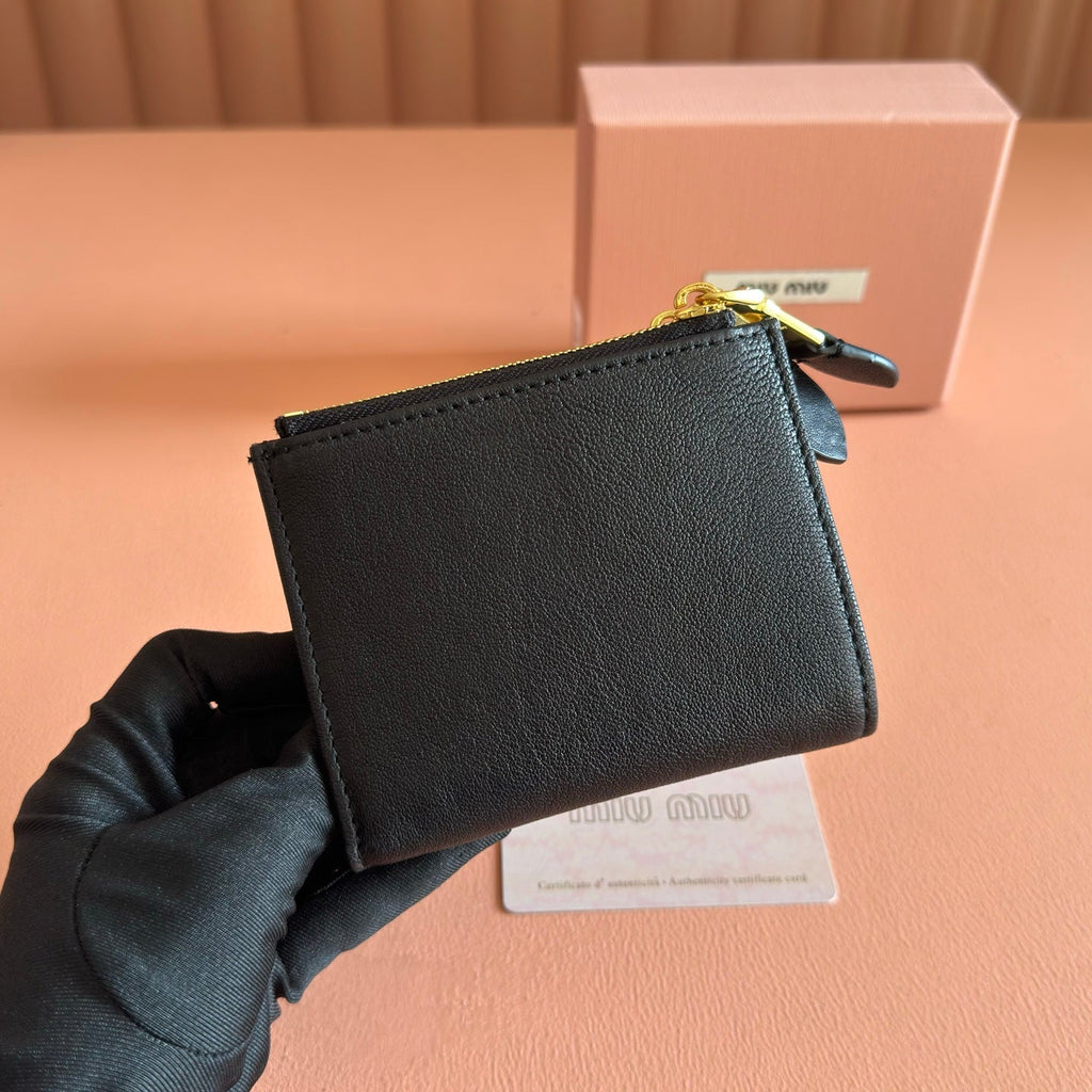 Miu 5MV017 Small Wallet Black Nappa Leather 280826