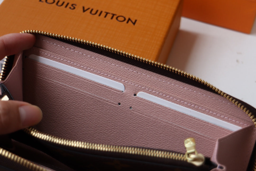 LV Clemence Wallet Light Brown Monogram Canvas N60742