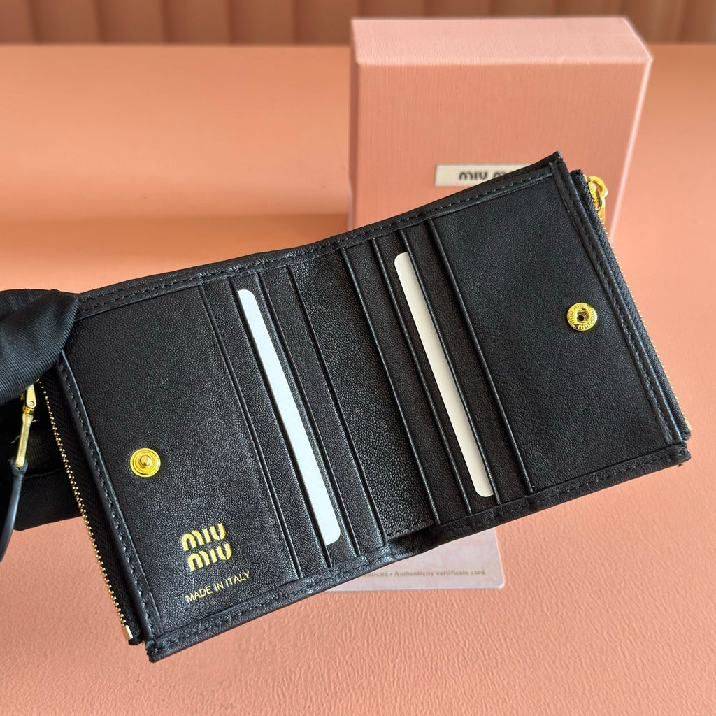Miu 5MV017 Small Wallet Black Nappa Leather 280826