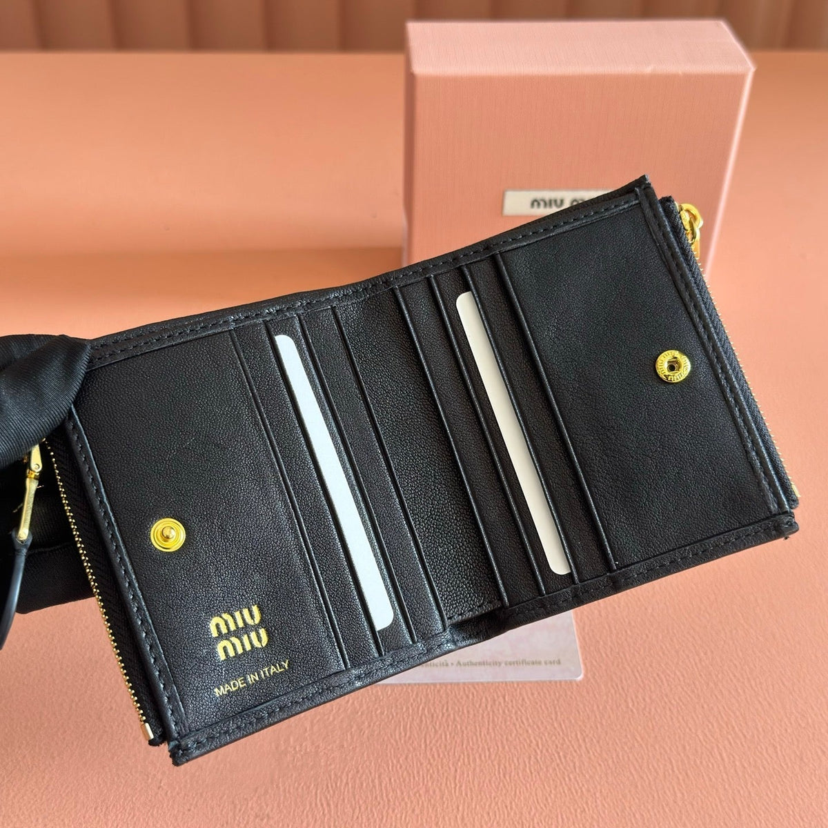Miu 5MV017 Small Wallet Black Nappa Leather 280826