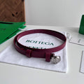 BV Narrow Face Belt 1.5cm Burgundy Sliver Leather 207538