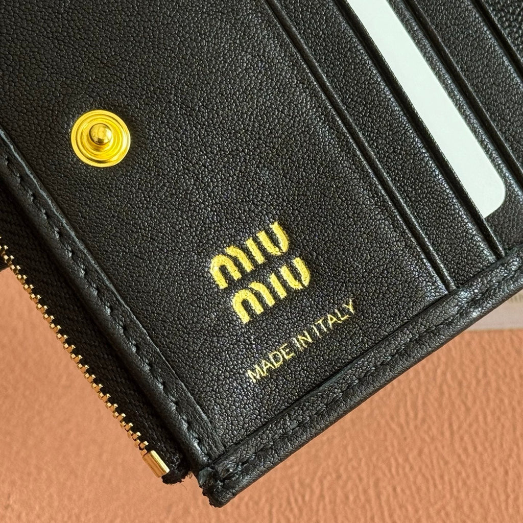 Miu 5MV017 Small Wallet Black Nappa Leather 280826