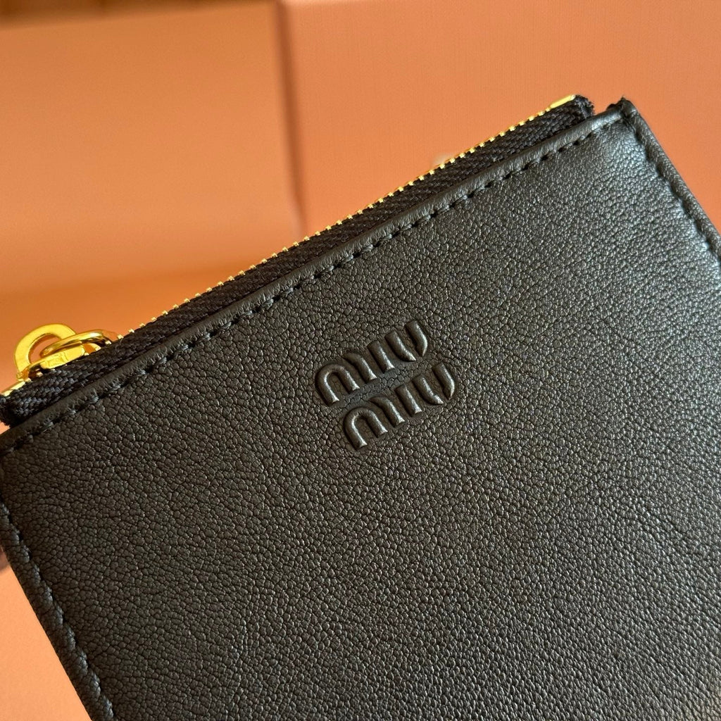 Miu 5MV017 Small Wallet Black Nappa Leather 280826